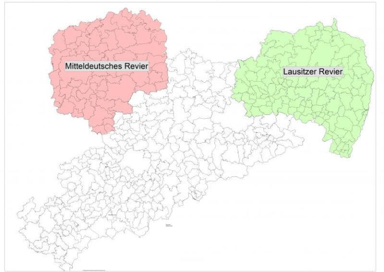 Karte zu den Braunkohleregionen