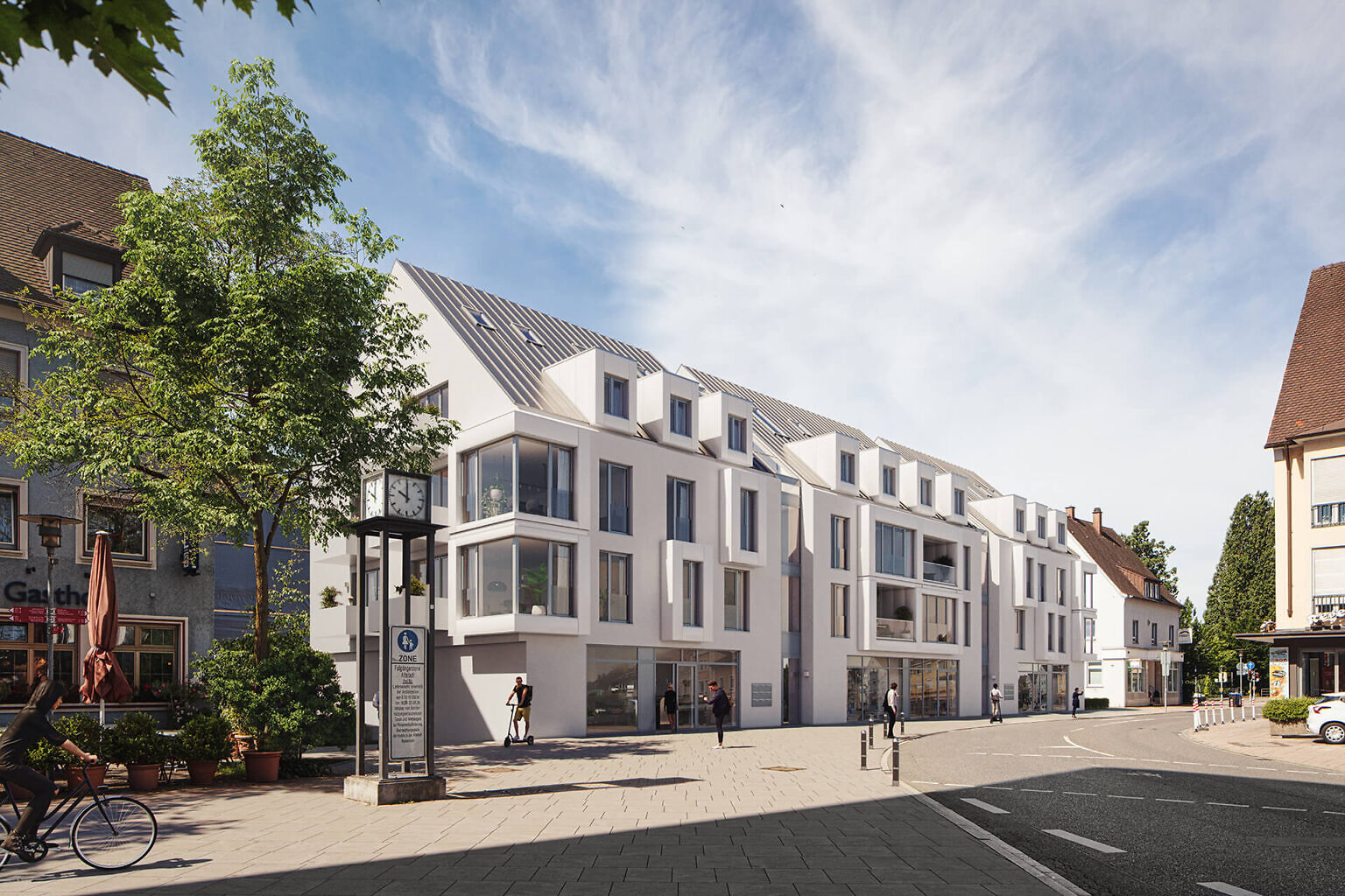 Visualisierung der Neubau Eigentumswohnungen des Projekts SeeSeiten in Friedrichshafen am Bodensee von außen