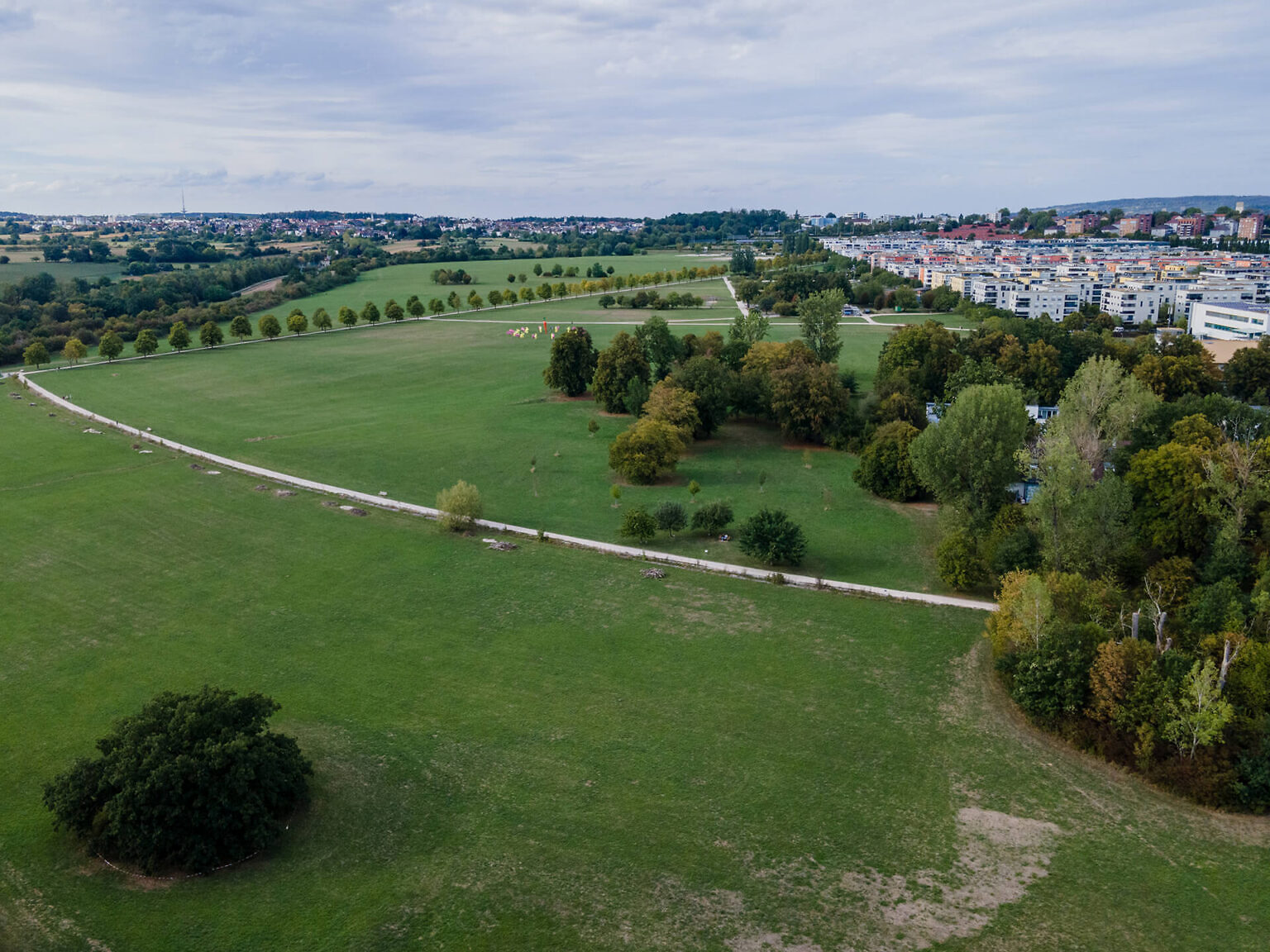 Aussicht von oben von den Neubau Reihenhäusern in Ostfildern-Scharnhausen