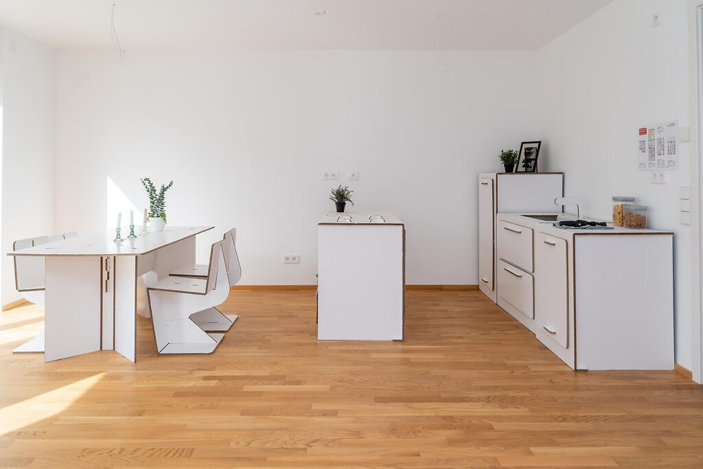 Küche und Essbereich der Neubau Reihenhäusern in Ostfildern-Scharnhausen
