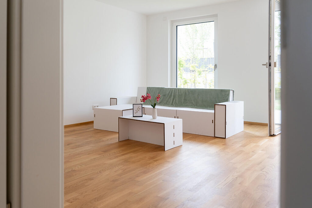 Wohnzimmer der Neubau Reihenhäusern in Ostfildern-Scharnhausen