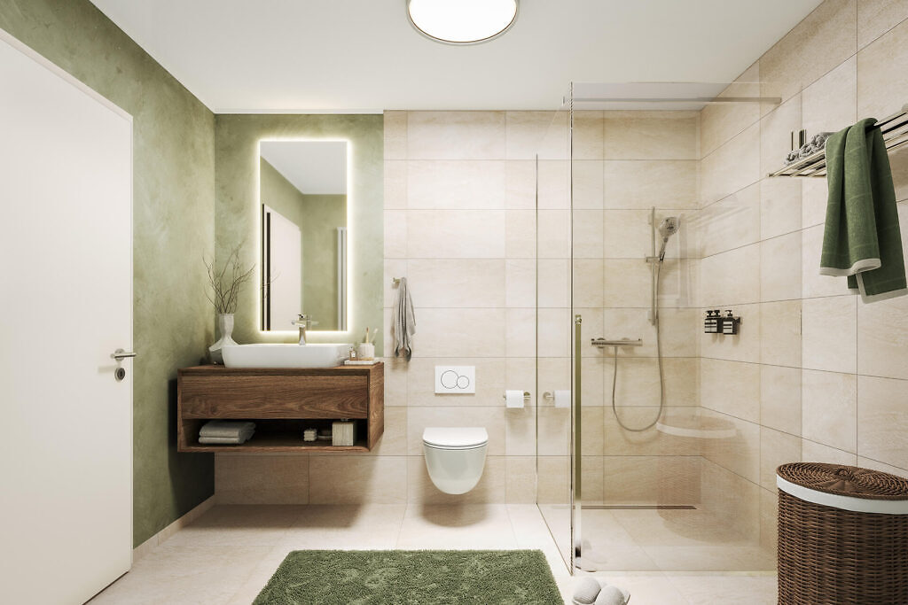 Visualisierung vom Bad des Neubau Wohnungsprojekts Zollern12 in Ludwigsburg